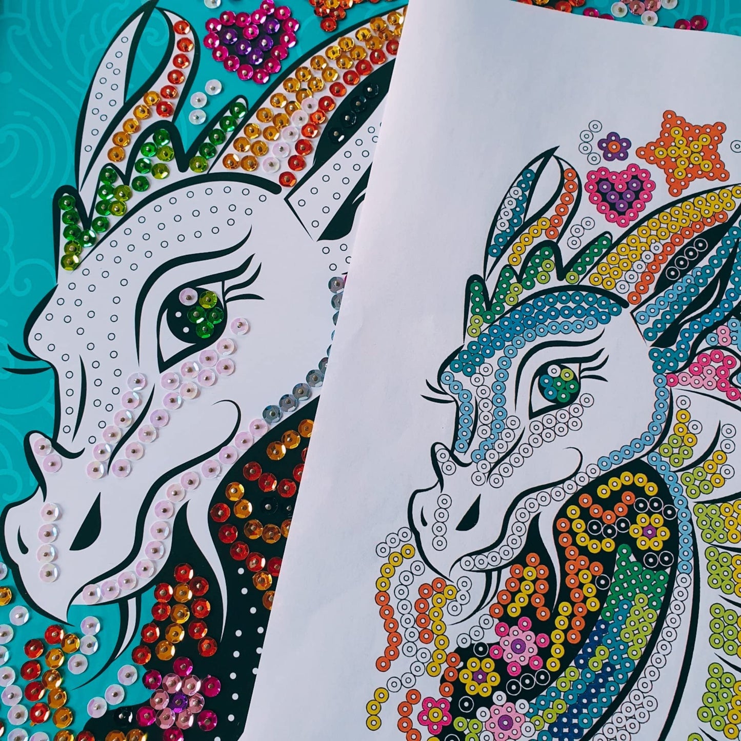 Sequin Art Teen Craft Dragon, Sparkling Arts and Crafts Kit; Creative Crafts for Adults and Kids Ages 8 and Up, Multi Color