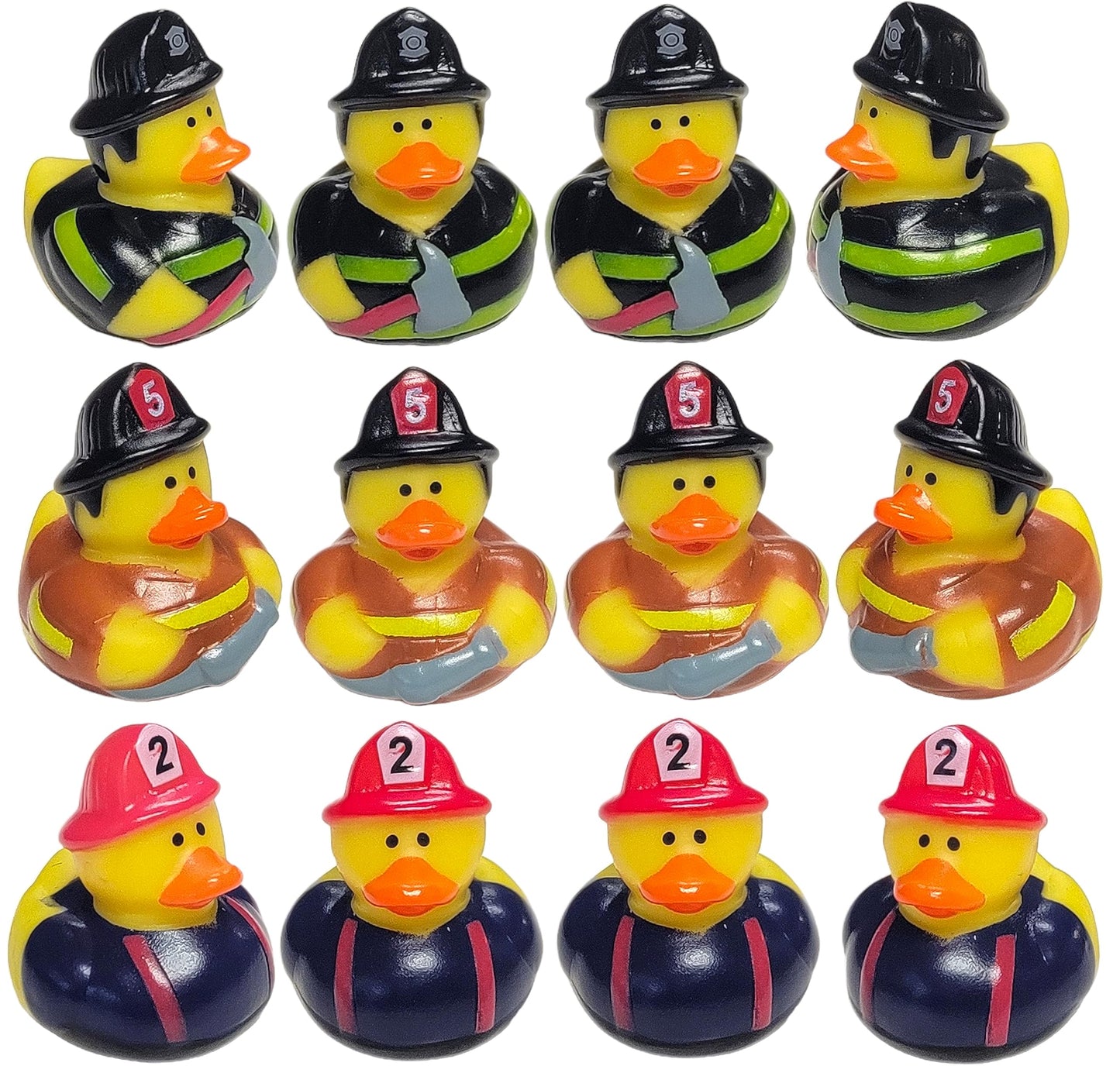 Cool Firefighter Rubber Ducks (2') Standard Size. (12 Pack) Cute Duck Bath Tub Pool Toys. (Firefighter Rubber Ducks)