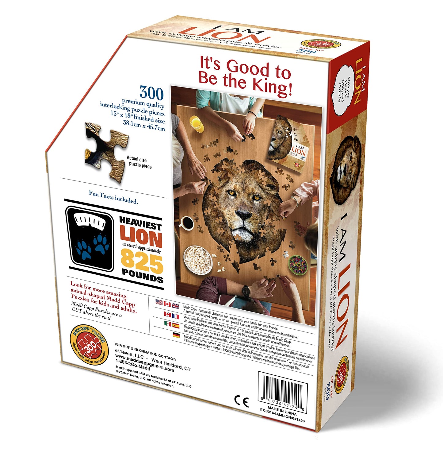 E11Even, Llc Madd Capp Puzzles - I Am Lion - 300 Pieces - Animal Shaped Jigsaw Puzzle (6016)