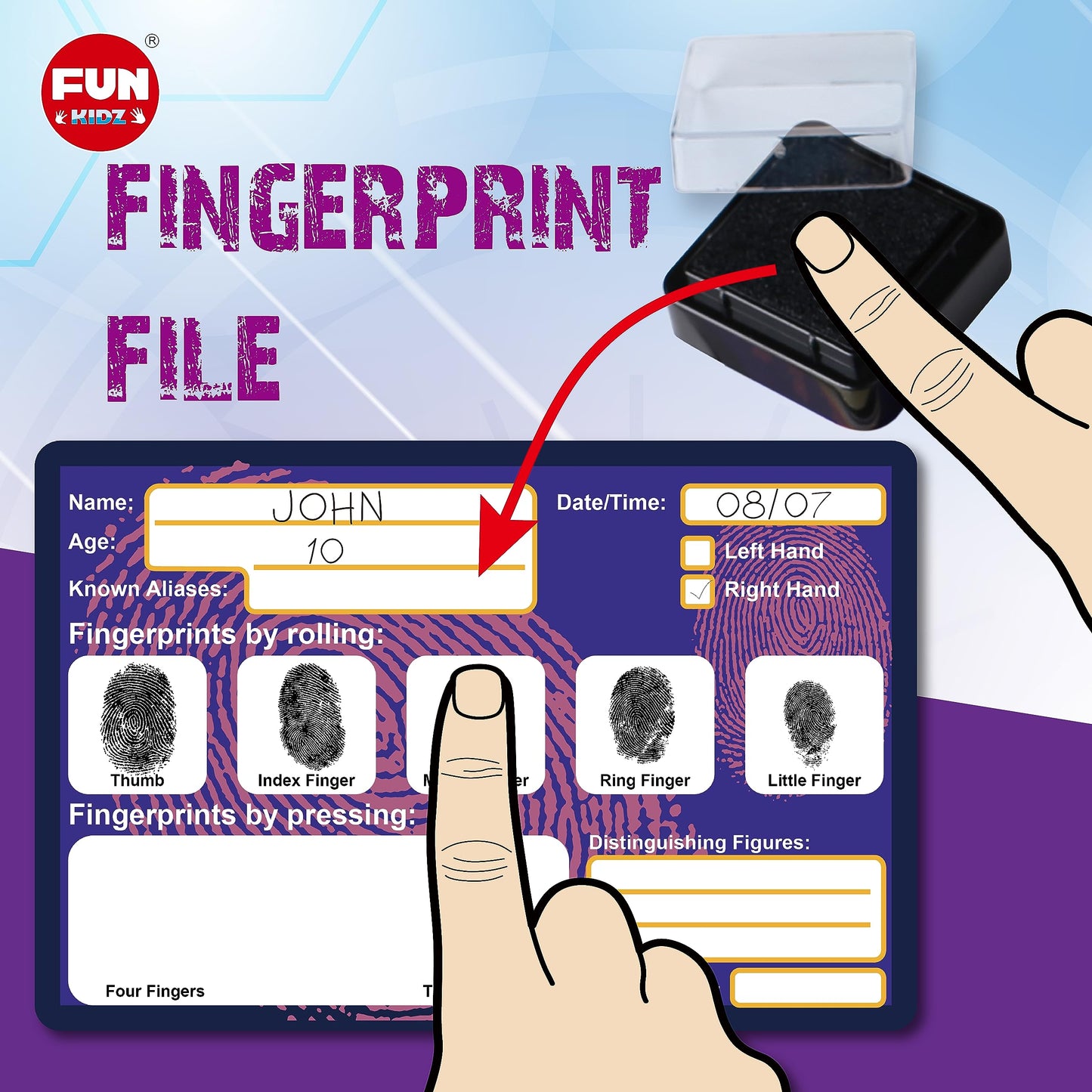 Fingerprint Kit For Kids Ages 8-12, Funkidz Detective Spy Gear Pretend Play Stem Science Kit Project With Crime Scene Investigations Educational Class Tools For Boys Girls