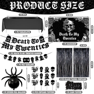 Whymeo 30Th Birthday Party Decorations Pack 97Pcs,Death To My 20S Supplies Including Banner Garland Backdrop Tablecloth Rip Sash