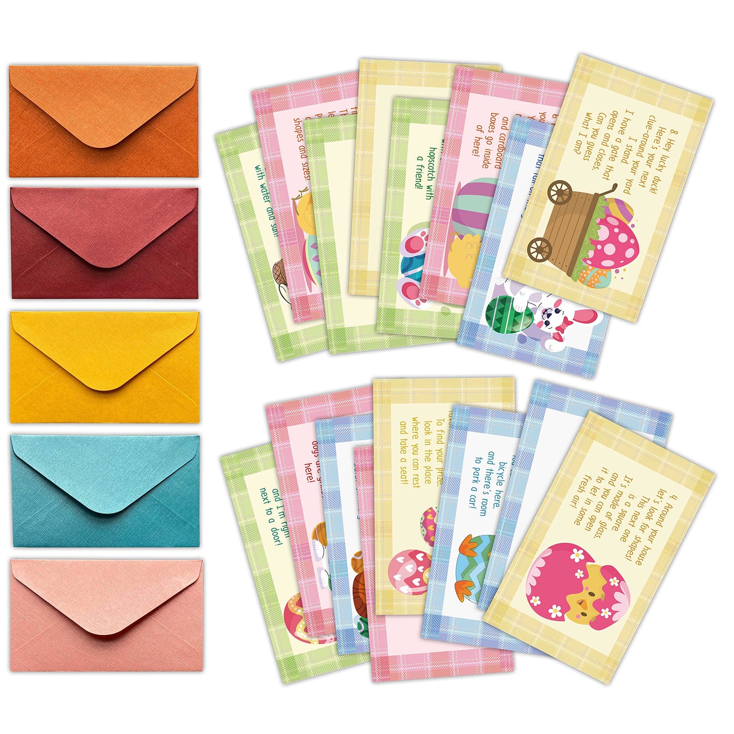 Heznzxq Easter Treasure Hunt Clues Game Cards, Bunny Scavenger Hunt Card Game(20 Cards With Envelopes), Indoor Ourdoor Party Gam