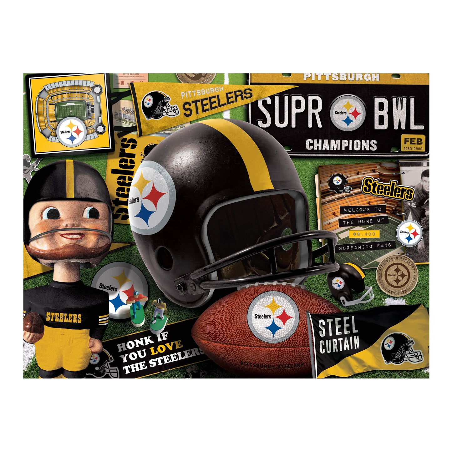 YouTheFan NFL Pittsburgh Steelers Retro Series Puzzle - 500 Pieces, Large