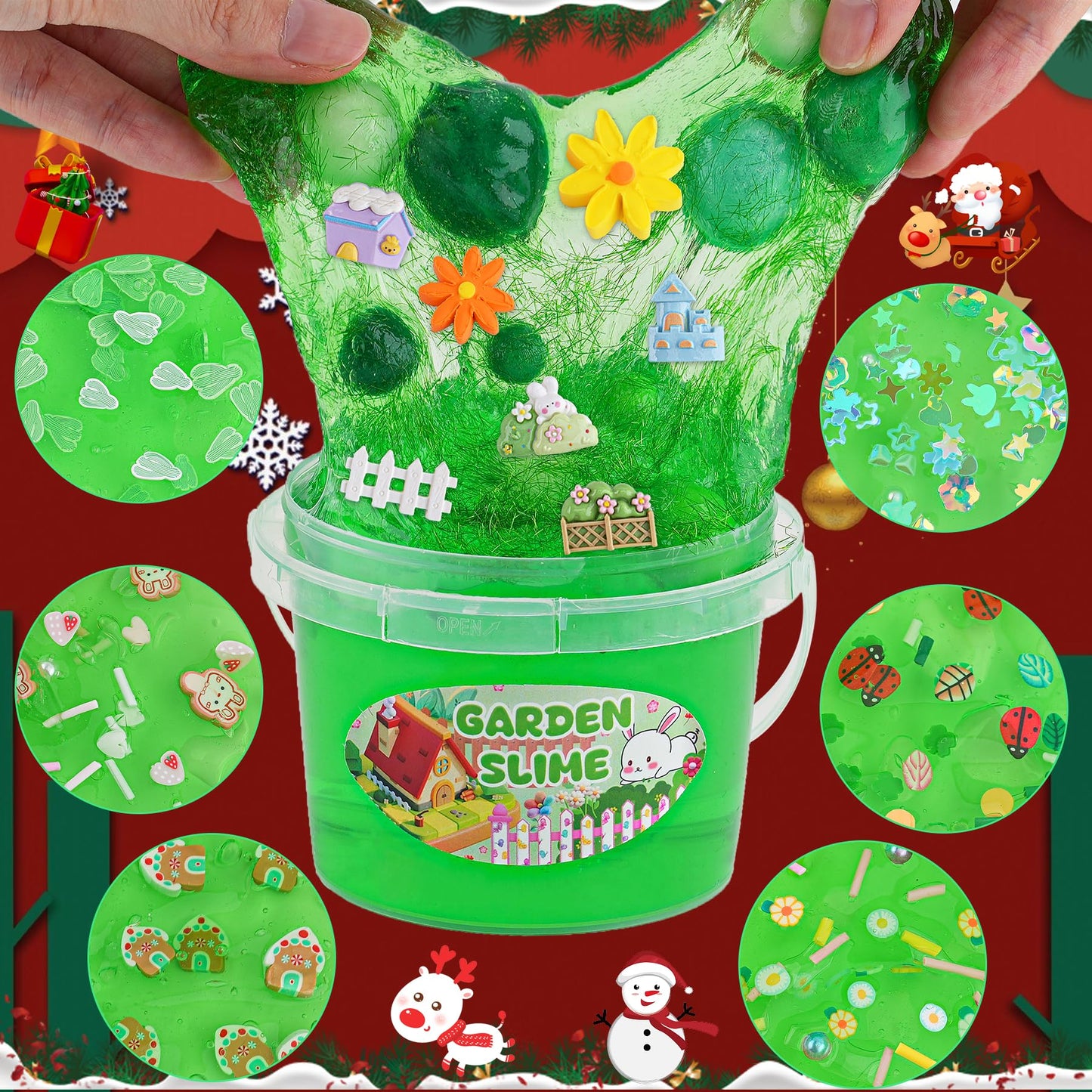Garden Green Slime Kit For Girls & Boys Ages 8-12, Slime Bucket With Slime Clay, 10 Packs Of Add-Ins, Slime Party Favors For Kid