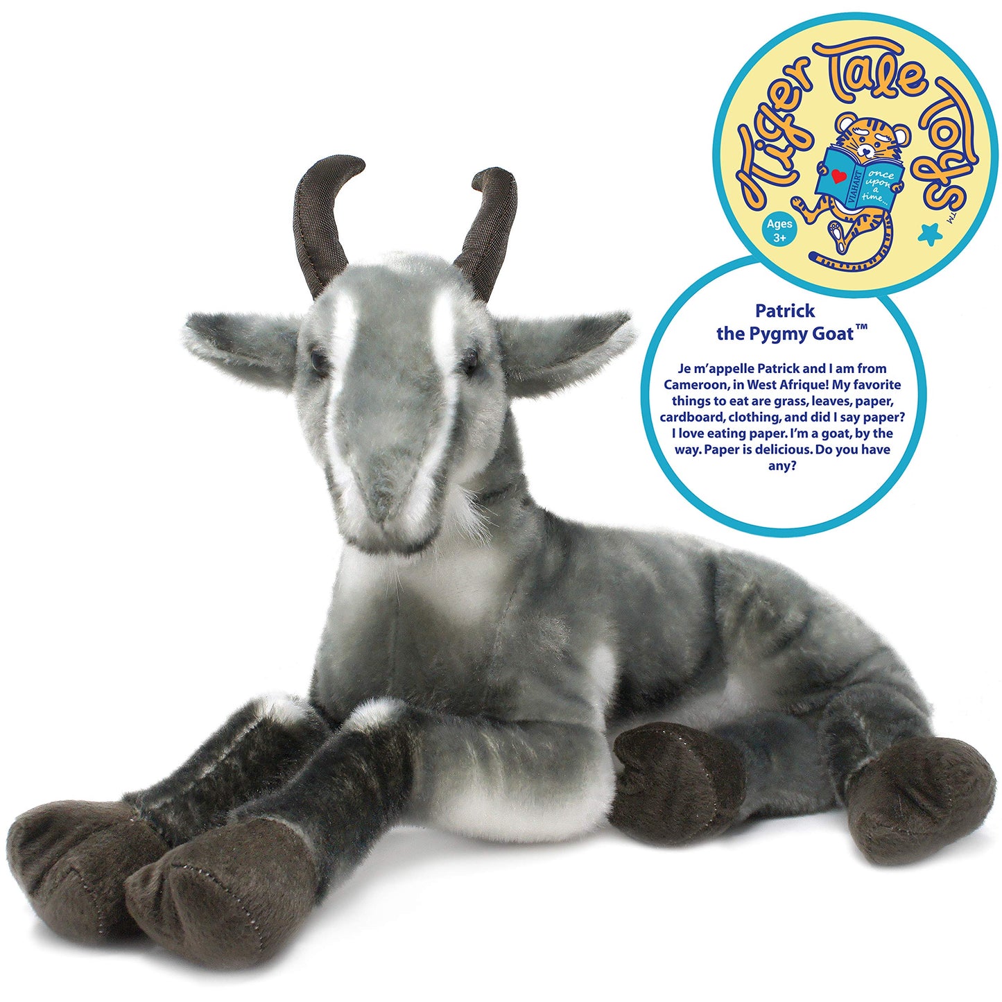 TigerHart 18 Inch White Pygmy Goat Stuffed Animal Plush - Large Soft Toy for Kids and Collectors