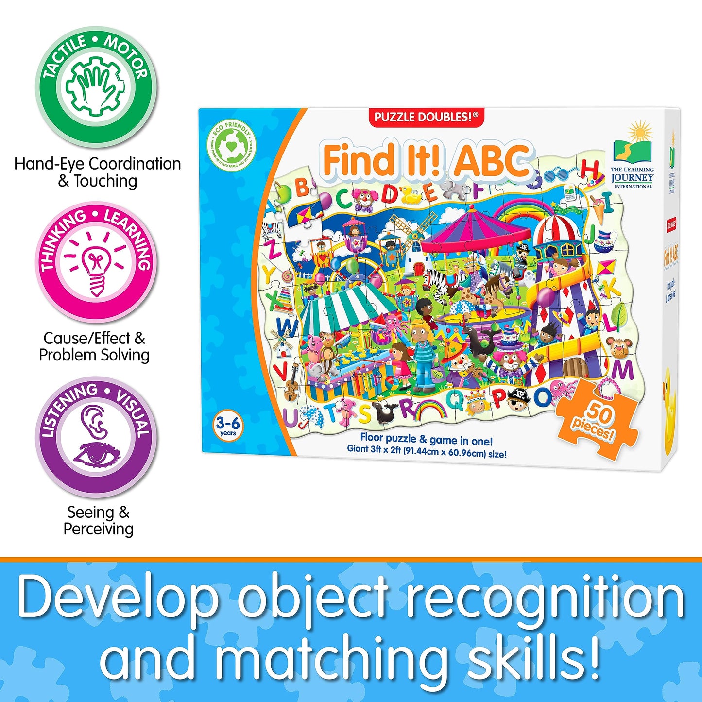 The Learning Journey Puzzle Doubles - Find It! Abc - Large Floor Puzzle For Kids Ages 3-5, Abc Puzzles For Kids Ages 3-5, Alphabet Puzzle, Award Winning Educational Toys
