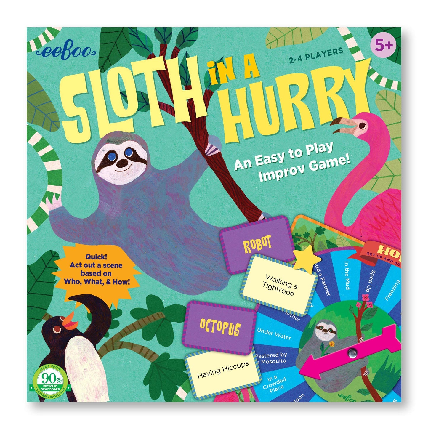Eeboo: Sloth In A Hurry Action Board Game, An Easy To Play Improv Game, Educational Game That Cultivates Conversation, Socialization, And Skill-Building, For Ages 5 And Up