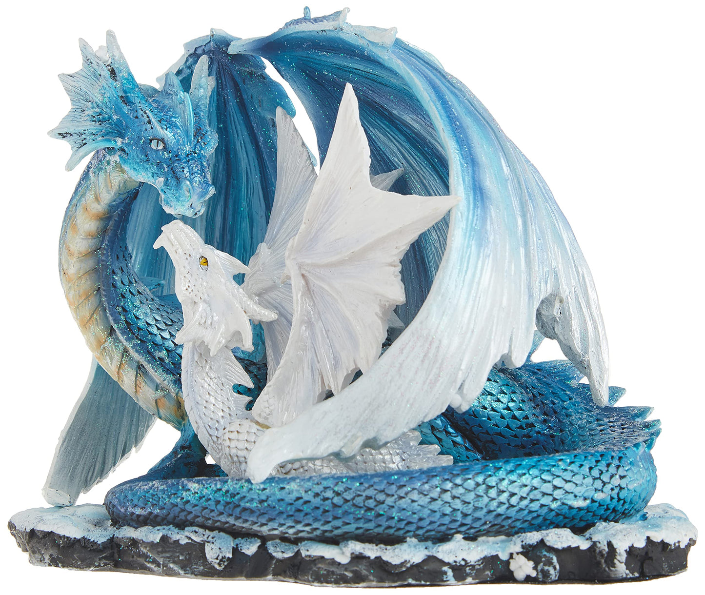 Stealstreet Ss-G-71533 Light Blue Dragon Mom With White Baby Statue Figurine, 7'