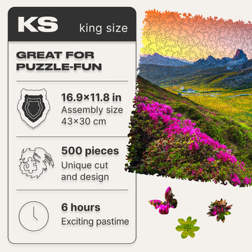 Unidragon Wooden Puzzle Jigsaw, Best Gift For Adults And Kids, Unique Shape Jigsaw Pieces Nature Mountain, 17.3 X 12.1 Inches, 500 Pieces, King Size, Wooden Puzzles For Adults