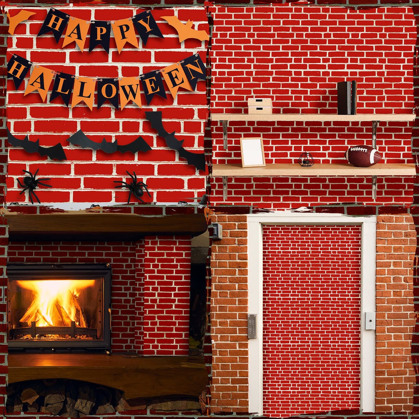 Chumia 6 Pcs Brick Tablecloth Brick Wrapping Paper Wall Backdrop Wallpaper Decoration for Halloween Christmas Party Supplies 54