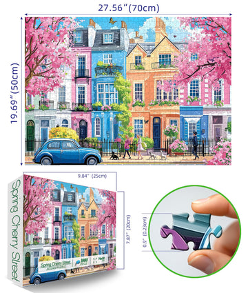 1000 Piece Puzzles For Adults Clearance, Sakura Blossom Street 1000 Puzzle For Adults, Impossible Challenge Art Jigsaw Puzzles,