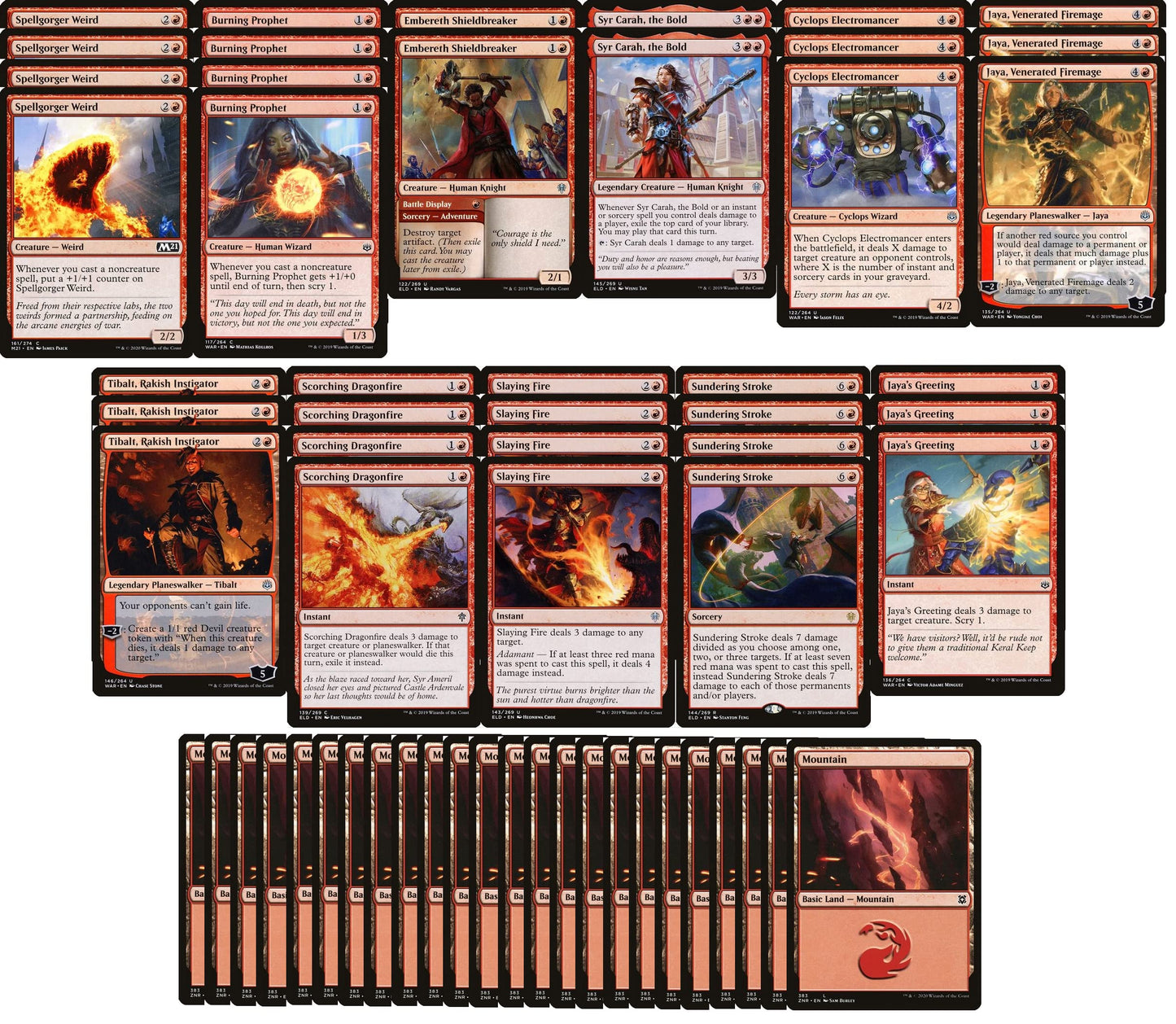Red Burn Deck - Very Powerful - Modern Legal - Custom Built - Magic The Gathering - MTG - 60 Card!