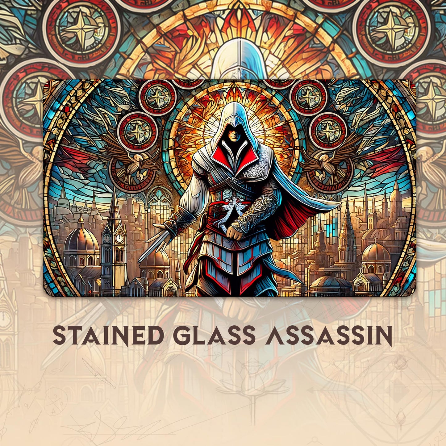 Wizcraft Gaming Paramint Stained Glass Assassin (Stitched) - Mtg Playmat - Compatible With Magic The Gathering Playmat - Play Mt