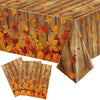 Tiamon 3 Pcs Fall Decoration Indoor Thanksgiving Fall Tablecloth Wood Grain Autumn Leave Party Table Cover Autumn Harvest Tablec