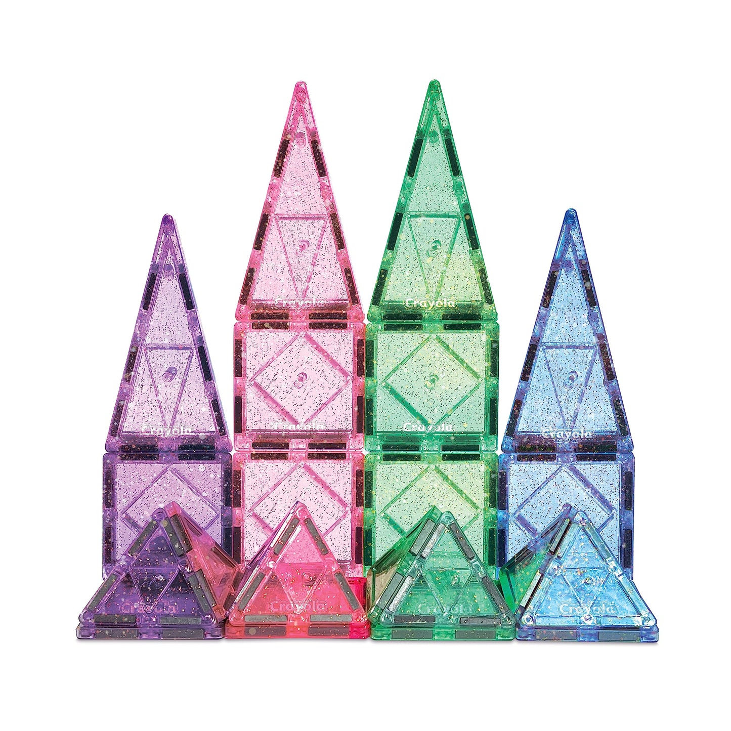 Createon Crayola Glitter Magnetic Tiles, Building Set For Kids, Magnetic Tiles, Magnetic Building Toys For Kids, Stem Easter Toys For Boys And Girls Ages 3 And Up, 36-Piece Set (Glitter)