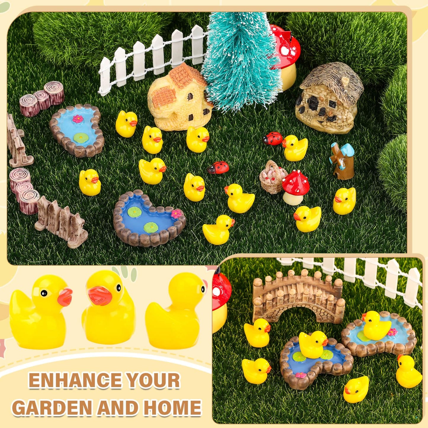 selizo 250PCS Mini Resin Ducks, Tiny Plastic Ducks Little Ducks to Hide, Small Resin Duck Charms Baby Ducks Bulk for Miniature D