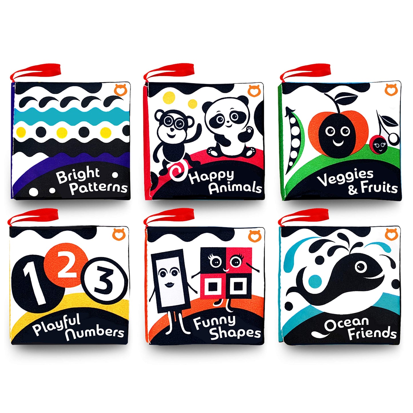 Cloth Books (Set Of 6). High Contrast Soft Books. Black And White Images Encourage Infant Development – Suitable For Babies And Toddlers From 3 Months