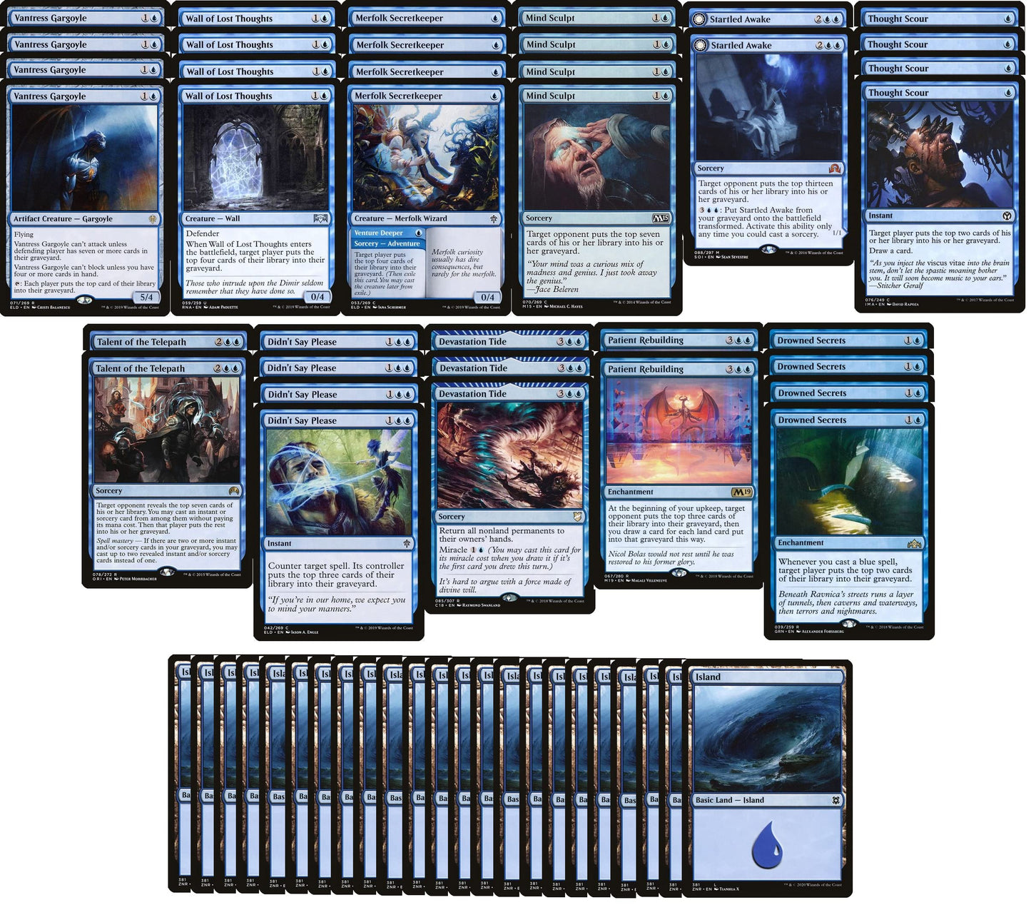 advanced Mill Deck - Mono Blue - Very Powerful - Modern Legal - Custom Built - Magic The Gathering - MTG - 60 Card!
