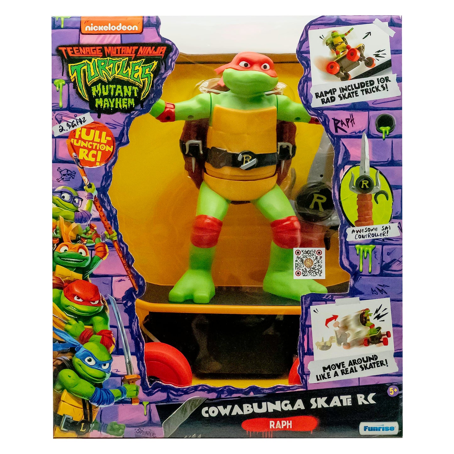 Teenage Mutant Ninja Turtles Raphael Cowabunga Skate Rc - Imitates Real Skate Tricks - 2.4 Ghz Remote Control - Ages 3+