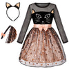 Neilyoshop Halloween Black Cat Costumes For Girls With One Tail 4-12Years 4-5T