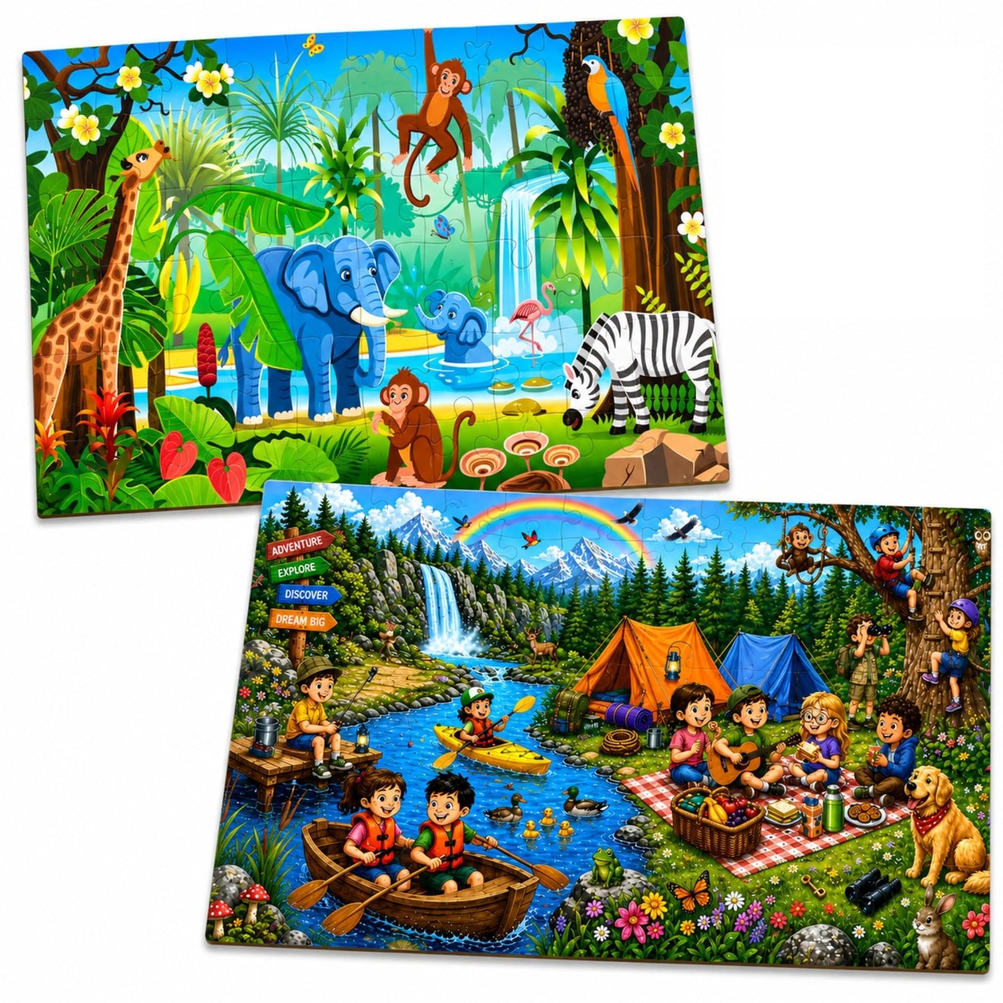 Palitto 2In1 Jigsaw Puzzle For Kids 5+ Years | Jungle Safari & Adventure Treasure Hunt | 60 Pieces Each (120 Total) | 43 X 30