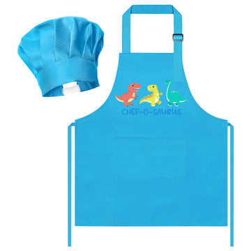 R HORSE Kid Apron and Chef Hat Set 2Pcs Adjustable Children Blue Kitchen Apron Dress up Role Play Chef Toy Kid Funny Cooking Gif