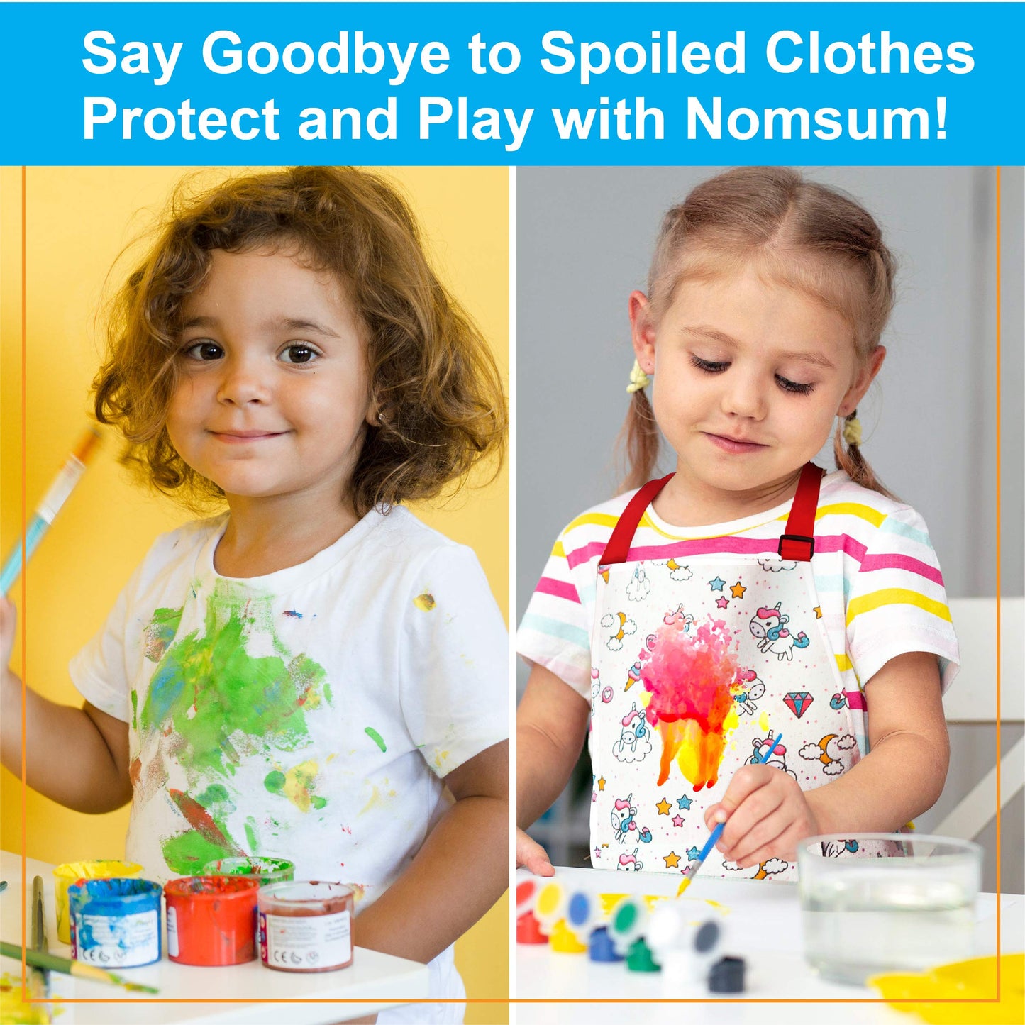 Nomsum Art Smock And Apron For Kids Child And Toddler For Cooking, Baking, Arts & Crafts