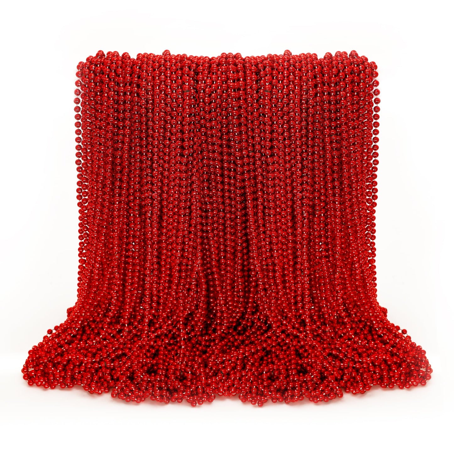 EOBOH 100PCS Mardi Gras Beads, Red Beads Party Favors, 33'' Toy Necklaces Festival Costumes, Festival Parade Throw Accessories f