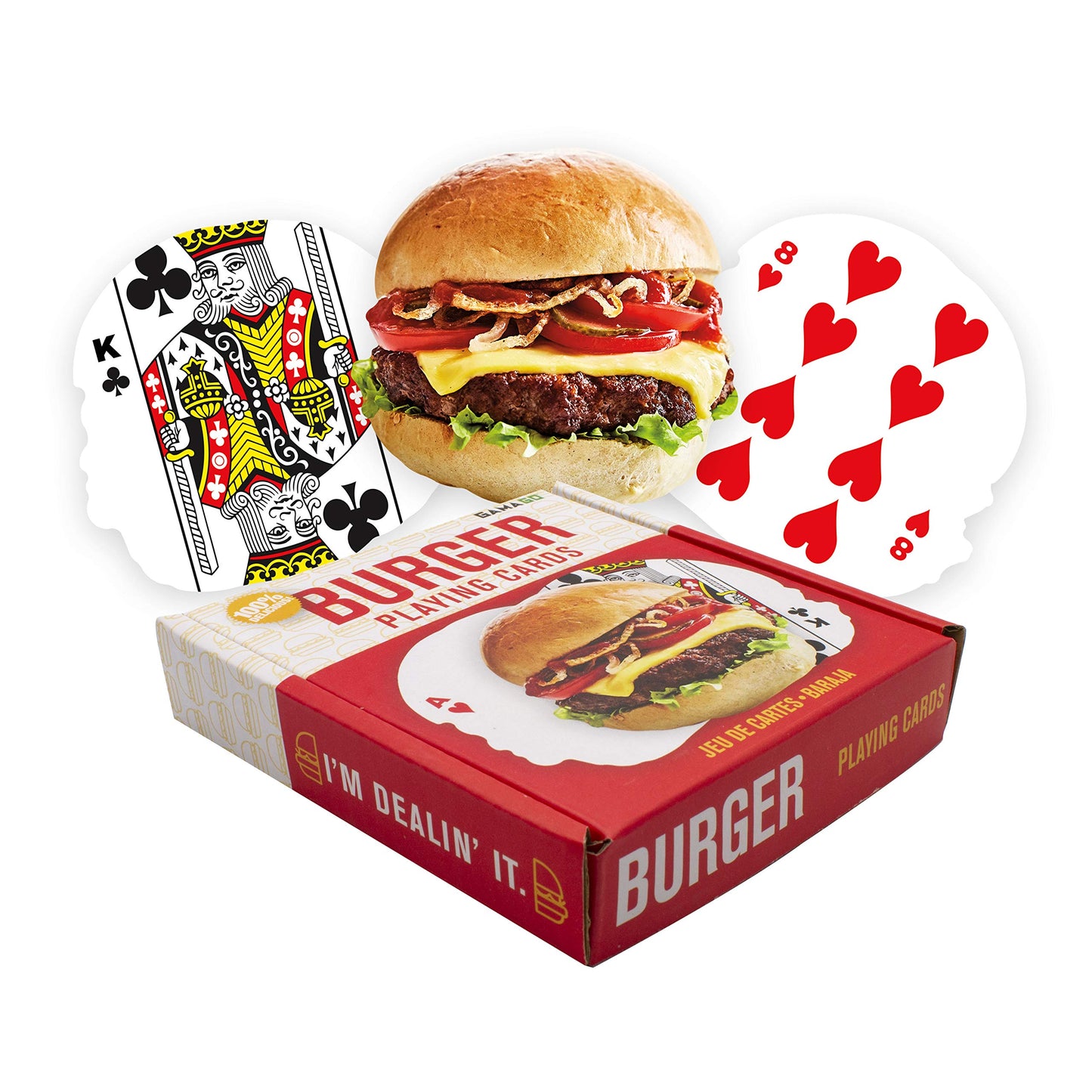 Gamago Hamburger Playing Cards - Hamburger Shaped Deck Of Cards To Play Your Favorite Card Games For Birthdays, Stocking Stuffer