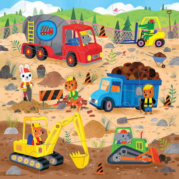Mudpuppys Construction Site 25 Piece Floor Puzzle, Features 25 Colorful, Oversized Pieces, Includes 6 Special Shaped Pieces of A