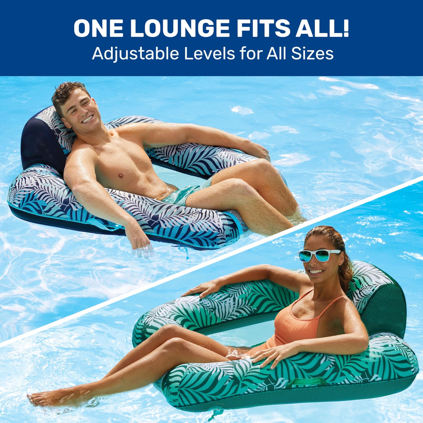 Aqua Zero Gravity Pool Chair Float – Inflatable, Heavy Duty Adult Pool Chair For Floating – Blue Teal