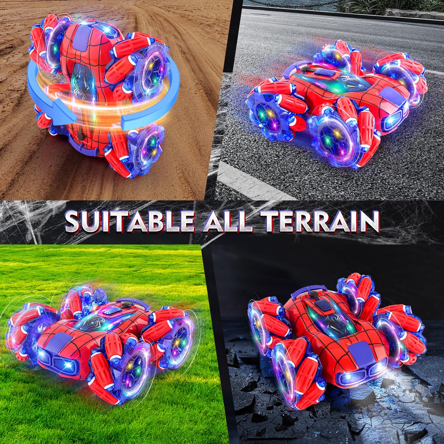 OSIMILY Remote Control Car Monster Truck - 2.4GHz New Upgraded Double-Sided 360 Rotating RC Cars with Headlights, 4WD Kids' Toys