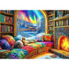 Northern Lights Landscape Jigsaw Puzzles For Adults Fantasy Fairy Cat 1000 Piece Book Room Puzzle For Adults With Letters On Bac