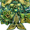 ARUOHHA 7PCS DND Metal Dice Set Yellow Green Dungeons and Dragons Leaf Design D&D Dice, 6 Sided Handmade Polyhedral Dice RPG Rol