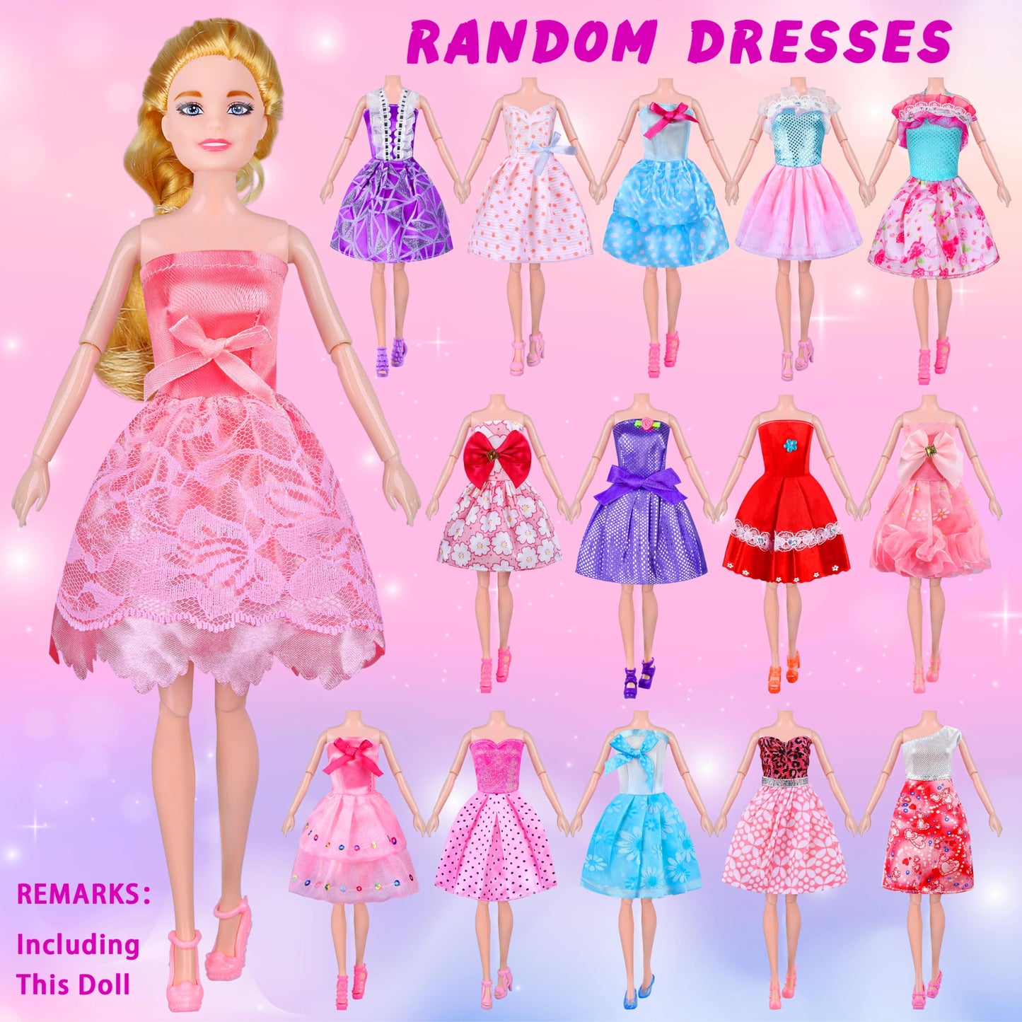 79 Pcs Doll Clothes And Accessories With Doll, Princess Gowns, Fashion Dresses, Slip Dresses, Top, Pants, Jumpsuit, Swimsuits, Shoes, Hangers, Doll Dress Up Toys For Girls Kids Toddlers Toy Gifts