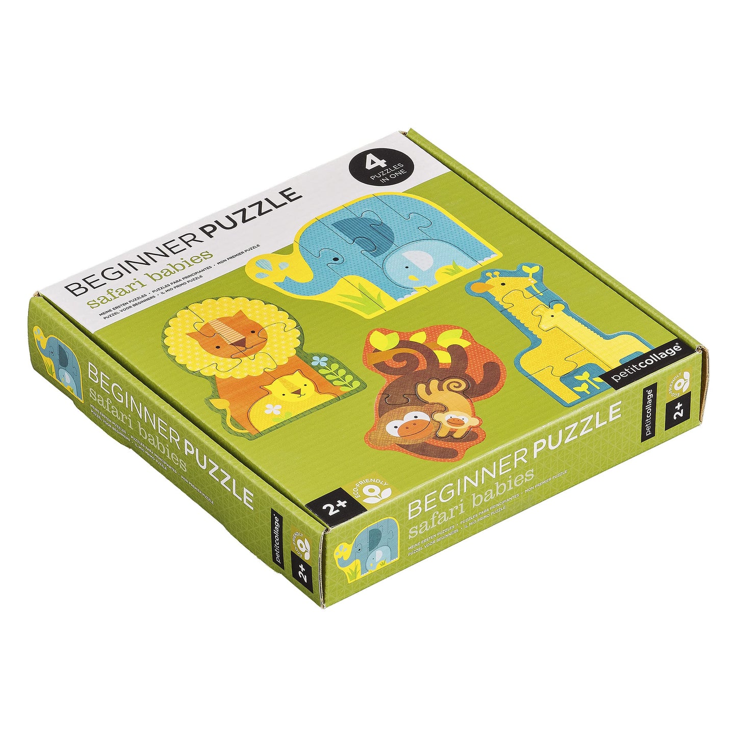 Petit Collage Beginner Puzzle For Kids, Safari Babies – Includes 4 Mini Puzzles (3-5 Pieces Each) – Cute Animal Puzzles For Ages 2+ – Makes A Great Gift Idea