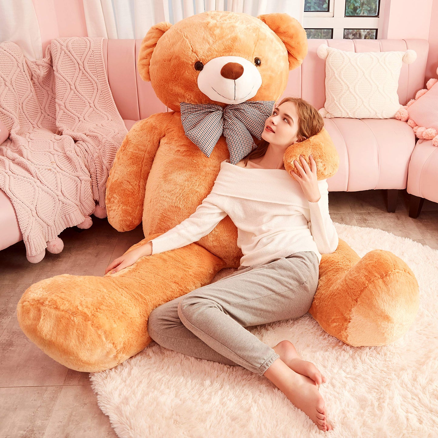 Ikasa Giant Teddy Bear Plush Toy Stuffed Animals (Brown, 70 Inches)
