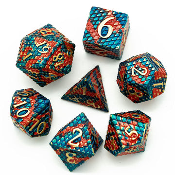 UDIXI Metal Dice Set, Dragon Scale D&D Metal DND Dice with Dice Pouch for Role Playing Games Dungeons and Dragons and Other Tabl