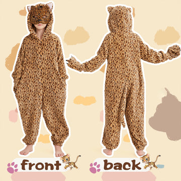 Ezuwail Cheetah Costume Kids Leopard Costume Gloves Mask Cheetah Onesie Bodysuit Cosplay for Girls Boys