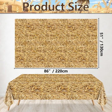 PTECDROTS 4Pcs Straw Tablecovers, Westtern Theme Birthday Tablecloths Plastic Farm Hay Table Cloths for Cowboy Western Party Sup