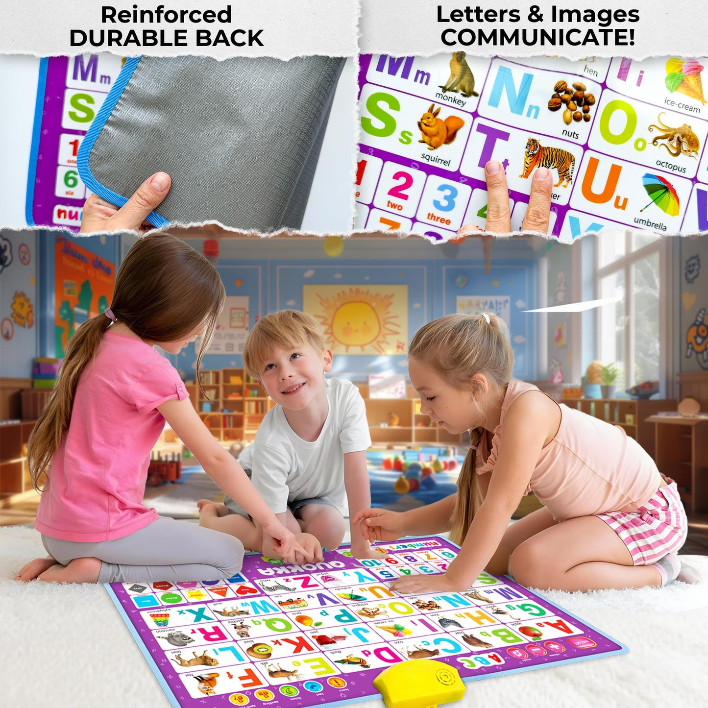 Quokka Alphabet Poster Educational Toy For 3-4 Year Old - Abc Learning Wall Chart For Toddlers - Interactive Speech Therapy Game