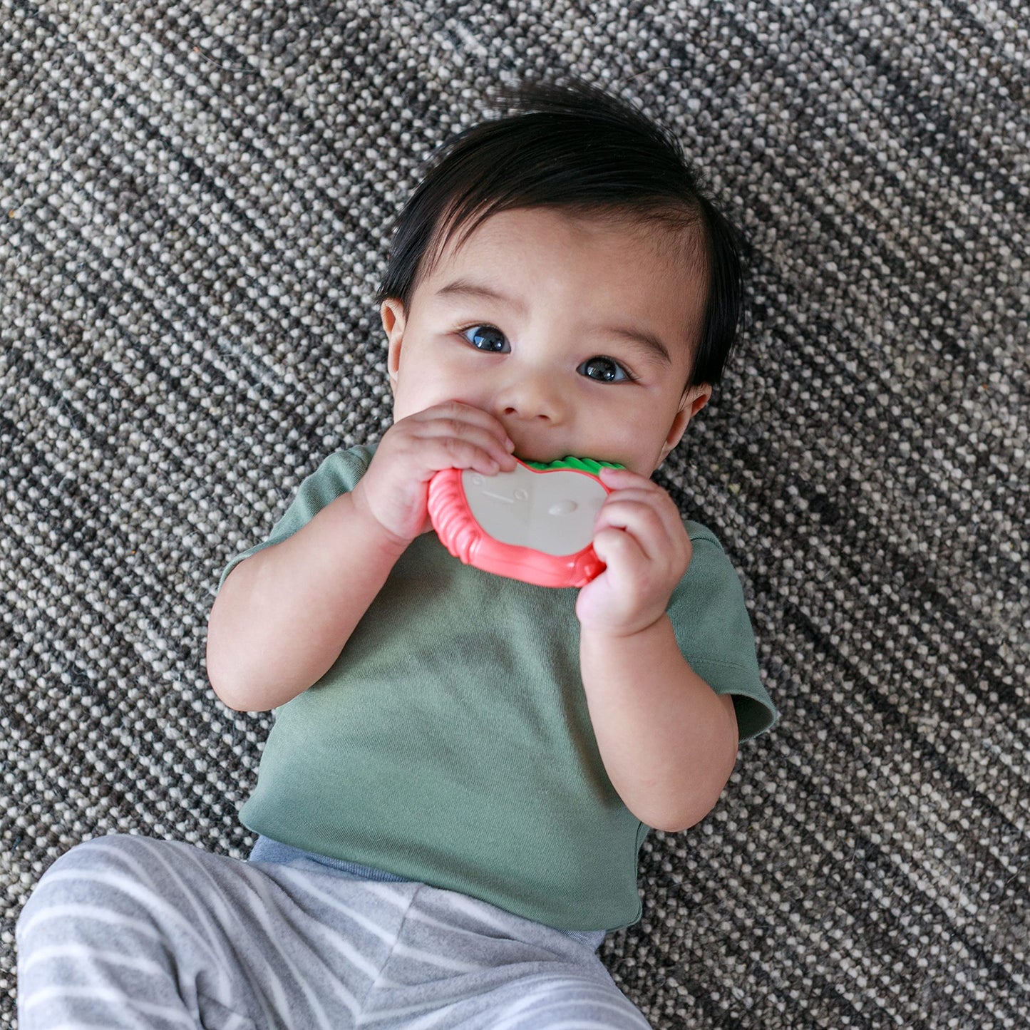 Infantino Lil' Nibblers Vibrating Apple Teether -Sensory Exploration And Teething Relief With Soothing Vibrations And Textures, Red Apple