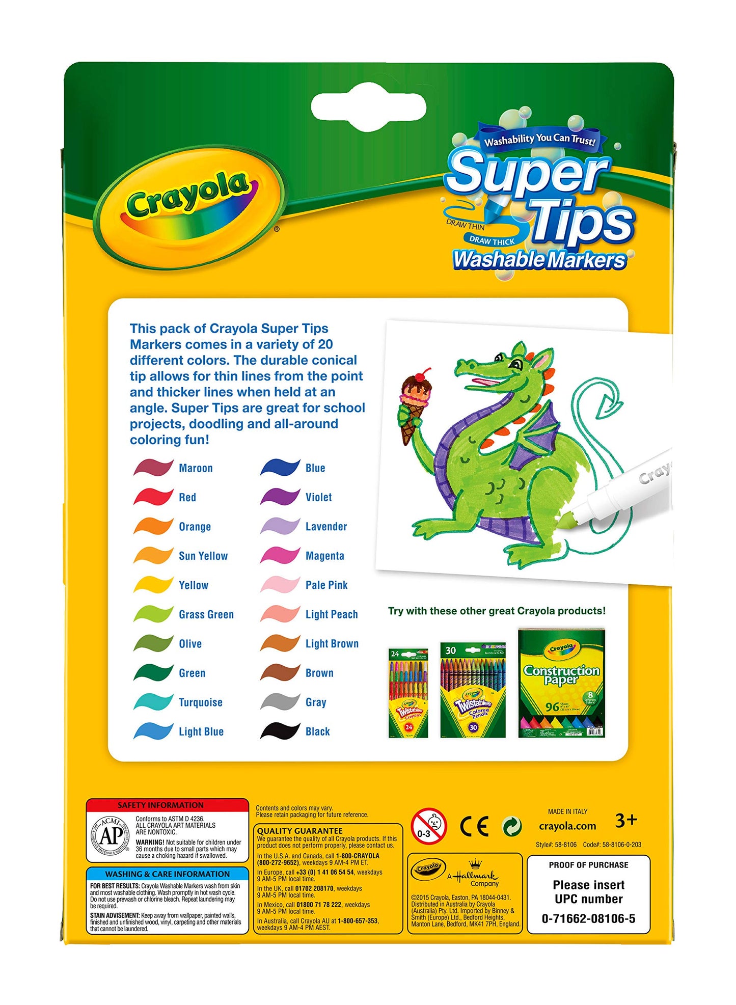 Crayola 20 Ct Super Tips Washable Markers