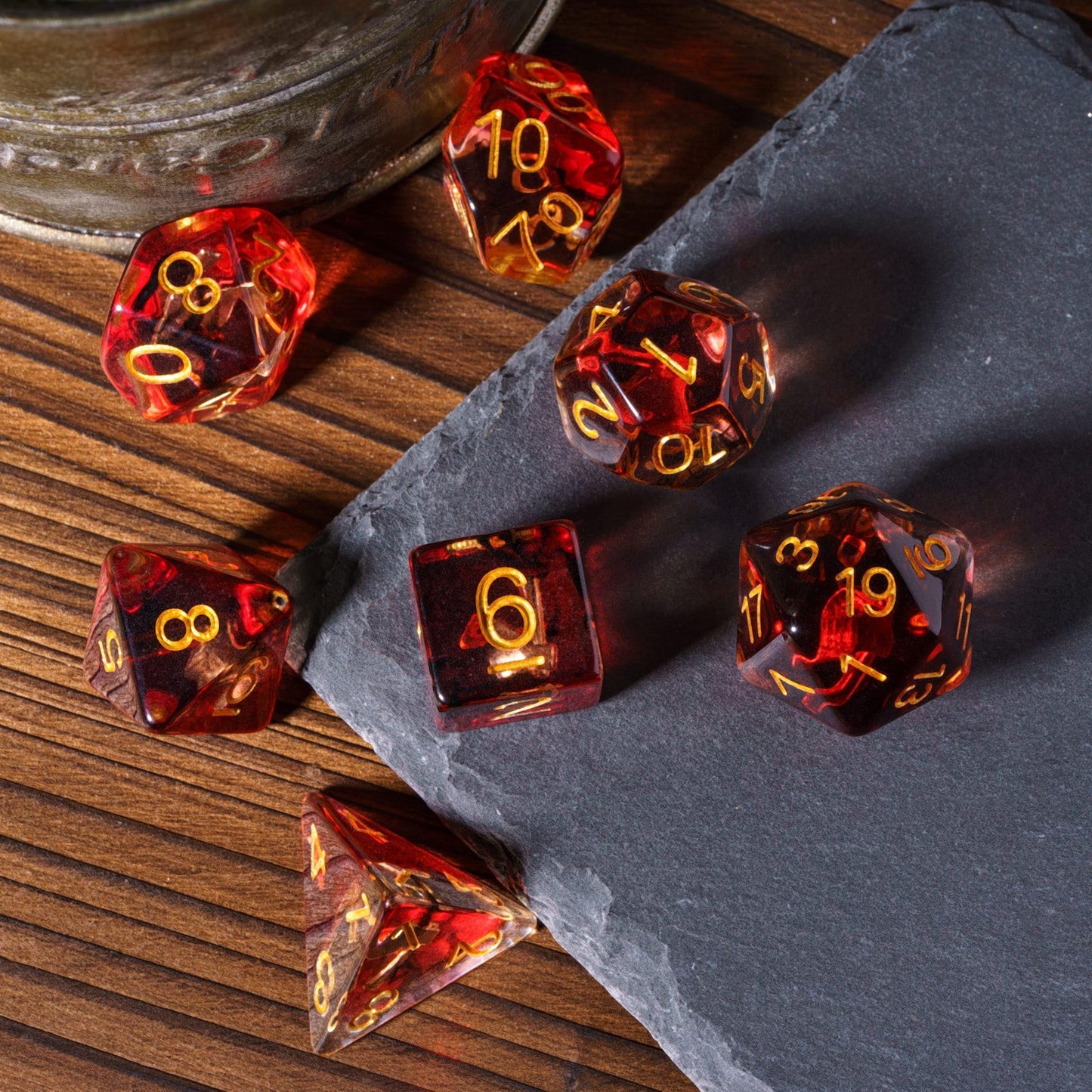 UDIXI 7PCS Polyhedral Dice Set, 7-Die DND Dice Set Filled with Axe for Role Playing Games as Dungeons and Dragons RPG MTG Table