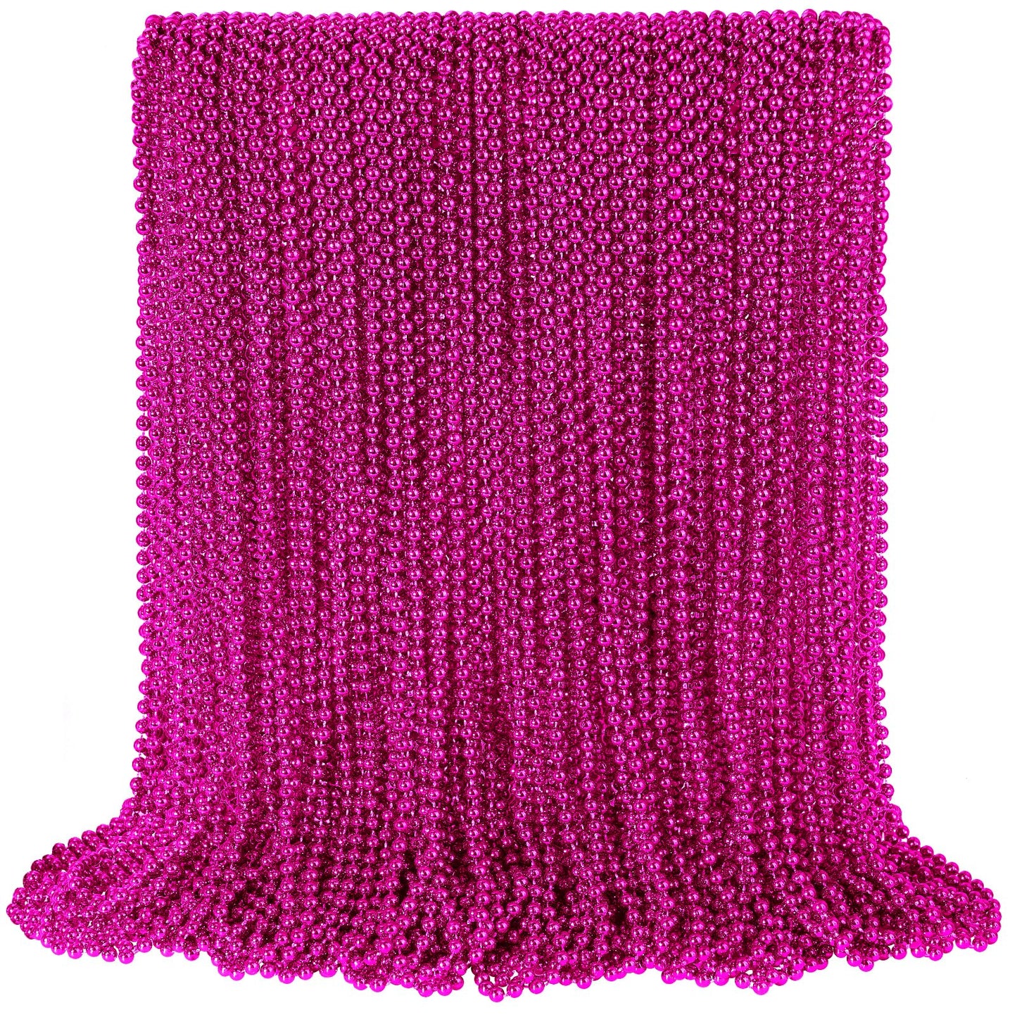 Shaoqinlin 100Pcs Breast Cancer Awareness Necklaces, Hot Pink Plastic Beads, 33'' Unisex Adult Necklace, Breast Cancer Awareness