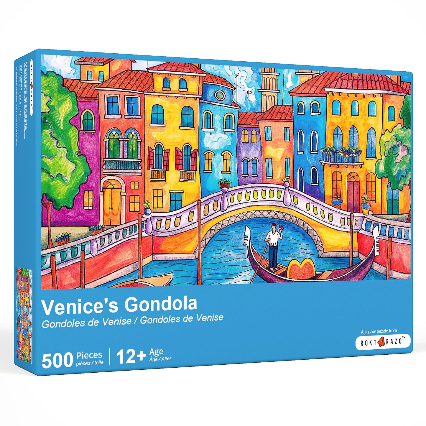 rokt&razo Venices Gondoli, 500 Pieces Jigsaw Puzzles, Kids & Adults, Europe Puzzles, Family Game Nights, Finish Size 20.5 * 15.
