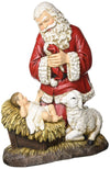 Roman Joseph'S Studio 24' H Slim Profile Santa Kneeling With Baby Jesus And Lamb, Tabletop Christmas Decoration