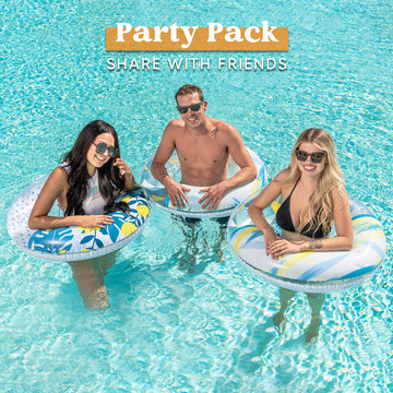 Inflatable Pool Floats With Glitters 32.5'(3 Pack), Pool Floaties Tubes For Swimming Kids Adults Beach Outdoor Party Supplies