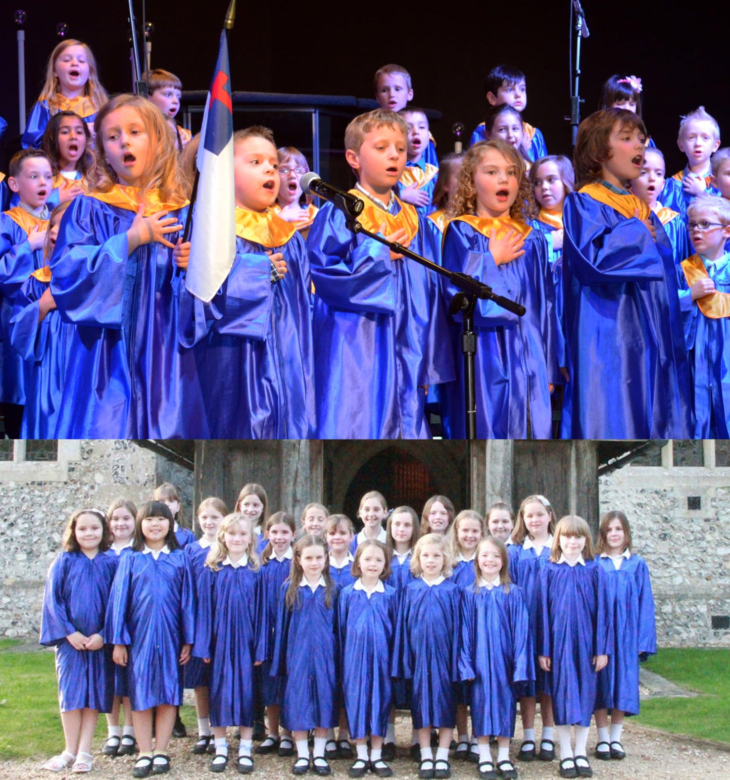 Gradplaza Shiny Choir Robe Kindergarten Preschool Graduation Gown Shiny Graduation Gown For Kids Royal Blue Size 36