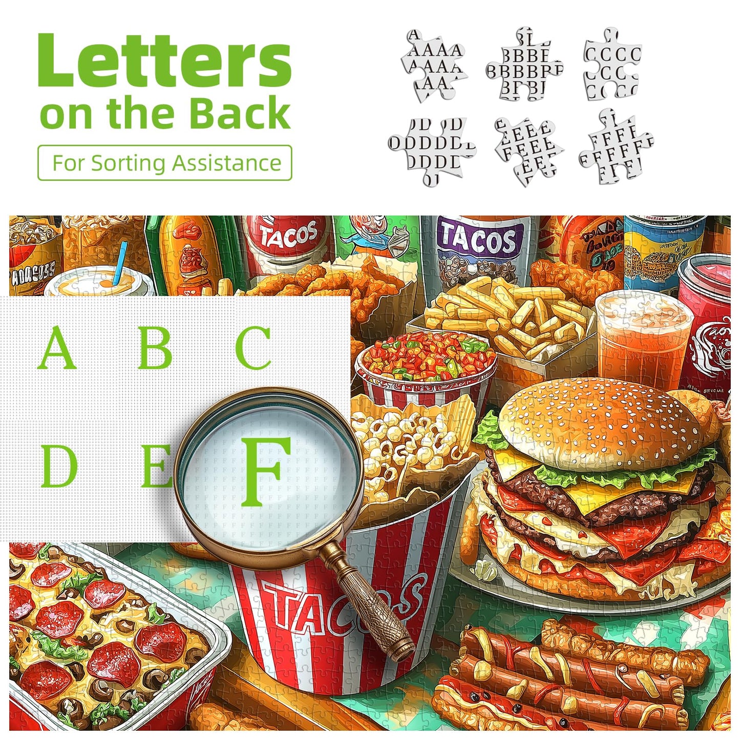1000 Piece Puzzles For Adults Clearance, Super Delicious Food Burger & Fries Puzzle For Adults, Hard Challenge Art Jigsaw Puzzle